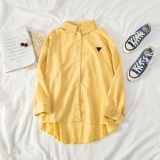 Triangle Applique Long-sleeve Button-down Shirt