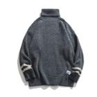 Striped Detail Turtleneck Sweater