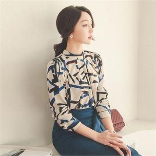 Patterned Shirred-front Top