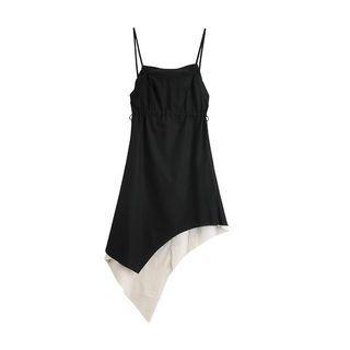 Spaghetti Strap Mock Two-piece Midi A-line Dress