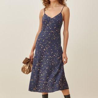 Spaghetti Strap Pattern Midi A-line Dress