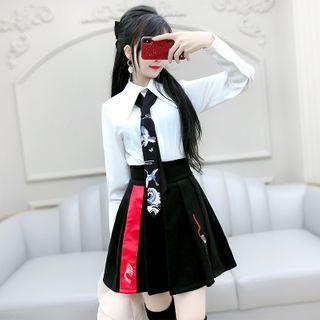 Set: Plain Shirt + Embroidery Tie