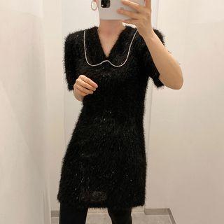 Short-sleeve Furry Dress