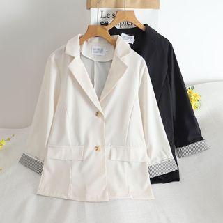 Single-breasted Striped Trim Blazer