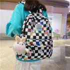 Checkered Nylon Backpack / Bag Charm / Brooch / Set
