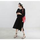 3/4-sleeve Printed-back Midi T-shirt Dress