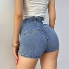 Lace Up-back Denim Hot Shorts