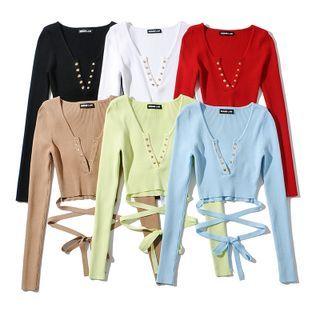 Tie-waist Henley Knit Top