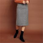 Hoop-detail Herringbone Midi Skirt