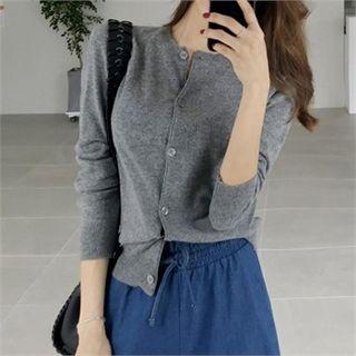 Crewneck Wool Blend Cardigan
