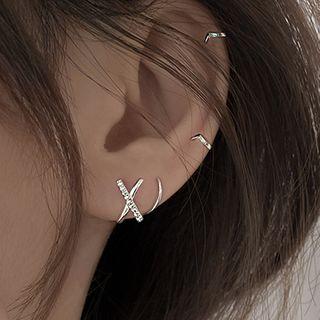 Cross Spiral Sterling Silver Earring