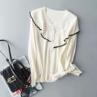 Long-sleeve Button Up Knit Top