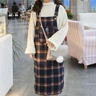 Plaid Pinafore Midi Dress
