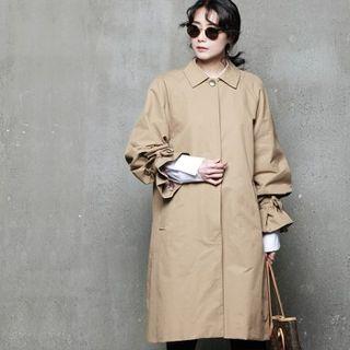 Beribboned-sleeve Mac Coat