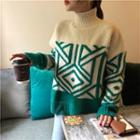 Turtleneck Pattern Knit Sweater
