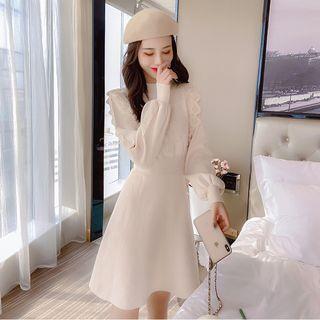 Long-sleeve Lace A-line Knit Dress