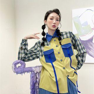 Plaid Print Panel Shirt