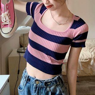 Square Neck Color Panel T-shirt