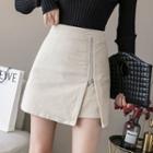 Corduroy Zip Mini A-line Skirt