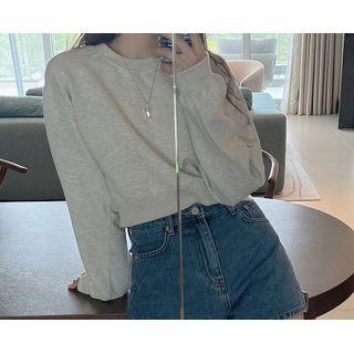 Seam-trim Cropped Sweatshirt One Size