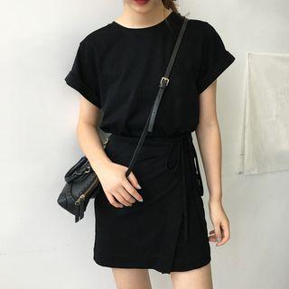 Short-sleeve Wrapped T-shirt Dress