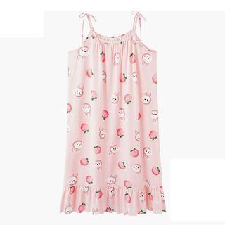 Spaghetti-strap Rabbit Print Mini Sleep Dress