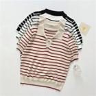 Short-sleeve Two-tone Striped Knit Top