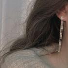 Rhinestone Fringed Earring 1 Pair - Silver Stud Earrings - White - One Size