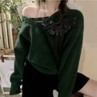 Off-shoulder Detachable Chain Sweater
