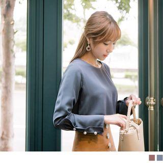 Beaded Cuff Long Sleeve Top