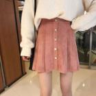 Faux Suede High-waist Mini Pleated Skirt