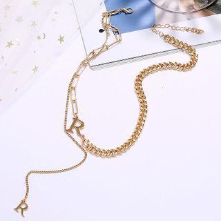 Alloy Letter R Asymmetric Pendant Necklace