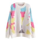 Color Block Sweater Yellow & Pink & Blue - One Size
