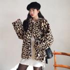 Leopard Fuax-fur Jacket Brown - One Size
