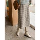 Plus Size Band-waist Long Plaid Skirt