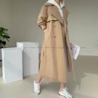 Flap-detail Trench Coat With Belt Beige - One Size