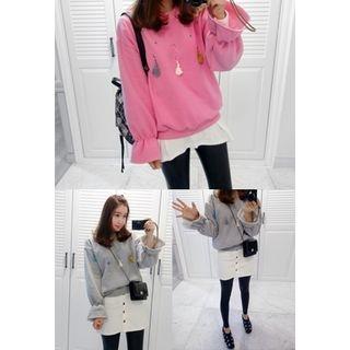 Tassel Embellished Brushed-fleece Pullover