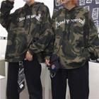 Couple Matching Lettering Camo Hoodie