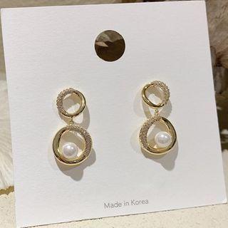 Faux Pearl Drop Earring 1 Pair - Silver Pin - Gold - One Size