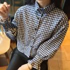 Puff-sleeve Gingham Blouse