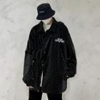 Lettering Checkerboard Shirt Jacket