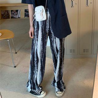 High-waist Tie Dye Pants Black - One Size