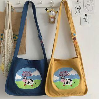 Milk Cow Embroidered Canvas Crossbody Bag