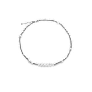 Faux Pearl Stainless Steel Necklace 316l Stainless Steel - White Faux Pearl - Silver - One Size