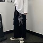 Straight Cut Cargo Pants With Chain