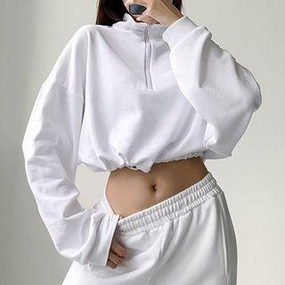 Cropped Half-zip Turtleneck Sweatshirt