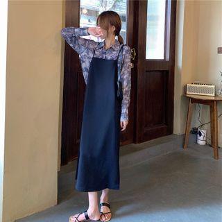 Floral Chiffon Blouse / Spaghetti Strap Dress