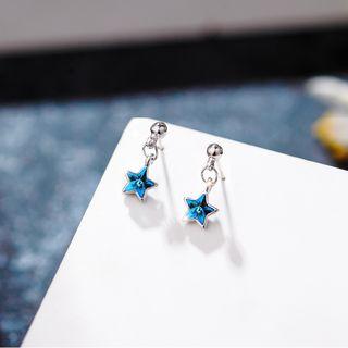 Crystal Star Dangle Earring 925 Sterling Silver - Silver - One Size