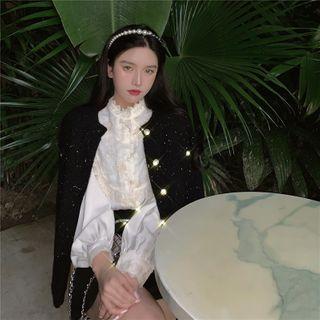 Faux Pearl Glitter Cardigan