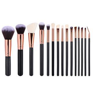 Set Of 15: Makeup Brush Set Of 15 - Black - One Size